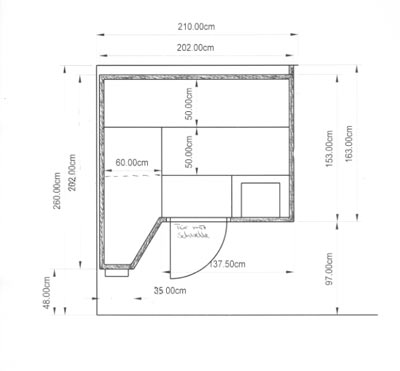 Sauna-Grundriss der Ferien-Pension Berge