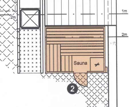 Sauna in einer Mauernische
