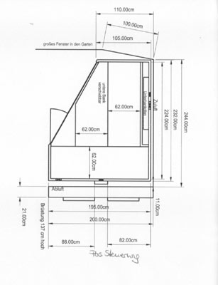 Skizze Massivholzsauna