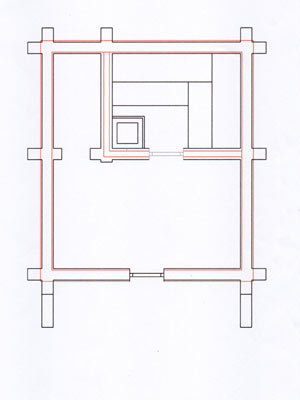 Naturstammhaus-Grundriss der Familie Avers