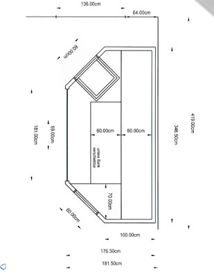 Grundriss-Skizze der Sauna der Familie Breidenbach