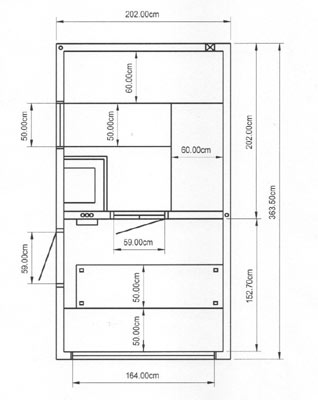 Grundriss-Skizze der Garensauna der Familie Hahn