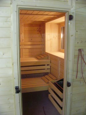 Foto der Massivholzsauna der Familie Hülsmeyer
