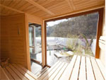 Sauna mit fest eingebautem Fenster