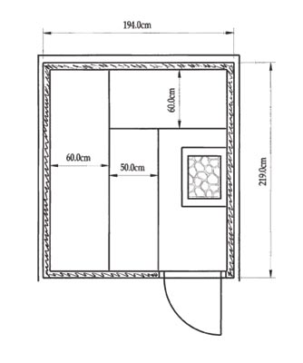 Grundriss-Skizze der Sauna der Familie Jurk
