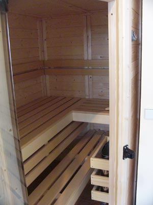 Foto der Massivholzsauna der Familie Kansok