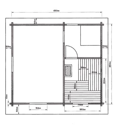 Grundriss-Skizze der Sauna der Familie Kappert