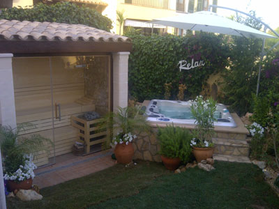 Unsere Gartenhaus-Sauna auf Mallorca