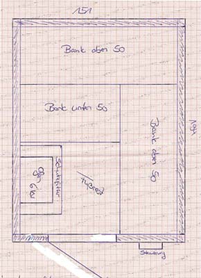 Grundriss-Skizze der Sauna der Familie Lamprecht