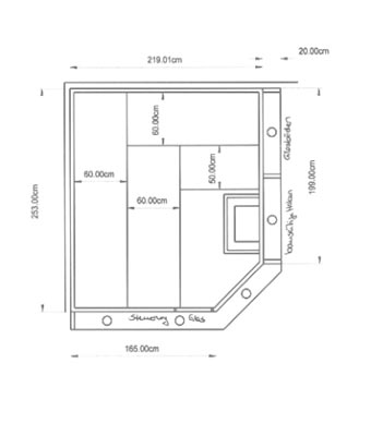Einbausauna-Grundriss der Familie Müller
