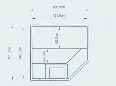 Grundriss der Massivholzsauna der Familie Raddatz