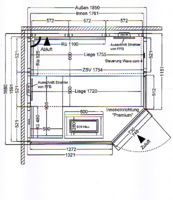 Grundriss der Sauna-Infrarotkabine im Erzgebirge