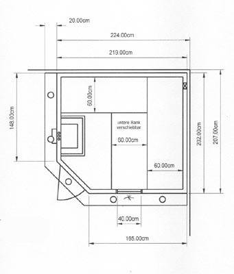 Grundriss der Sauna der Familie Aurich