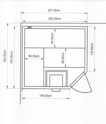 Skizze Massivholzsauna