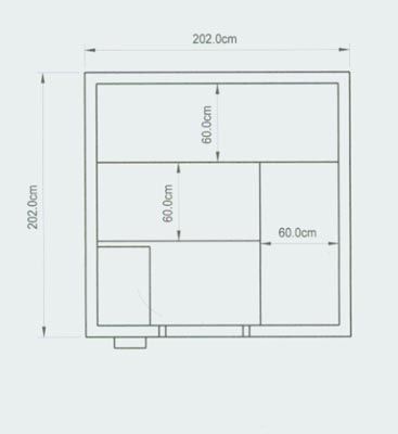 Grundriss-Skizze der Sauna der Familie Stahl