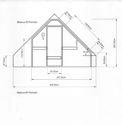 Grundriss-Skizze der Sauna der Familie Vollbrecht